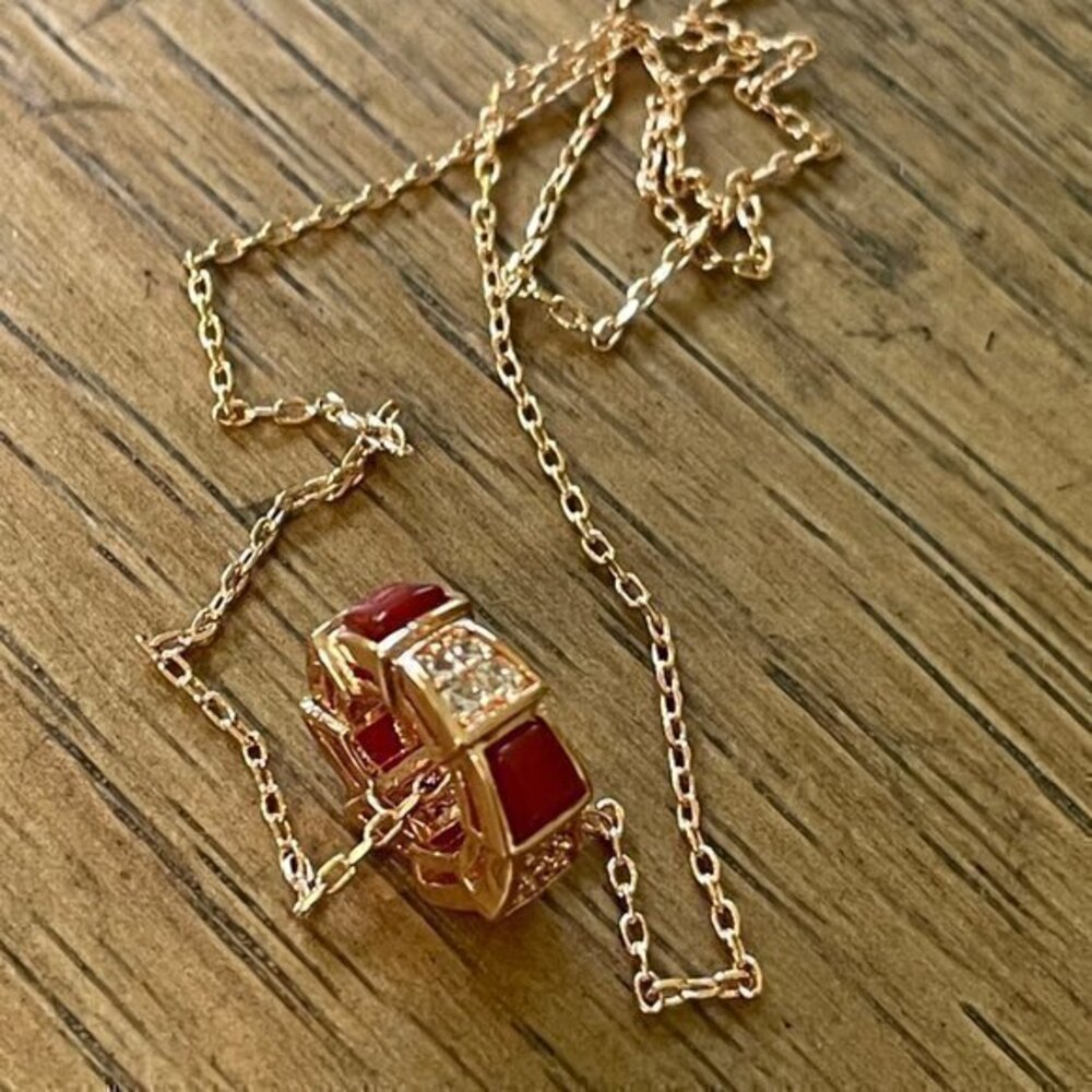 Snake Bone Rose Gold Plated Sterling Silver Necklace